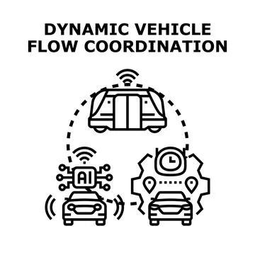 Dynamic vehicle flow coordination illustrating smart transportation with an a Stock Illustration