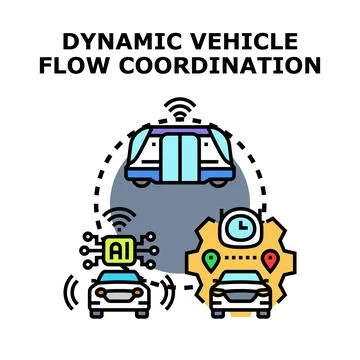 Dynamic vehicle flow coordination intelligent transportation system managin.. Stock Illustration