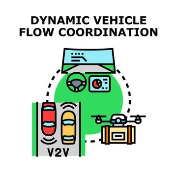 Dynamic vehicle flow coordination smart transportation concept Stock Illustration