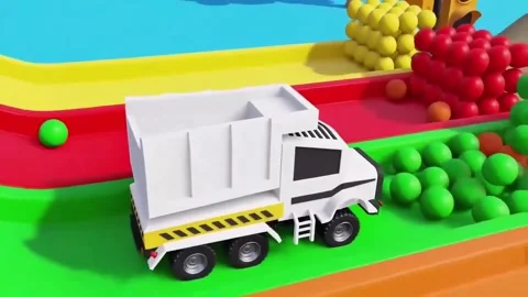 Dynamic Vehicle Landing in Ball Pool Physics 3D Animation Scene Stock Footage 332760747