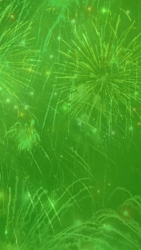 Dynamic Vertical Video of Exploding Fireworks for Green Screen Compositing Stock Footage 320228112