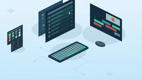 Dynamic video editing suite with sleek interface and colorful transitions Stock Footage 339752518