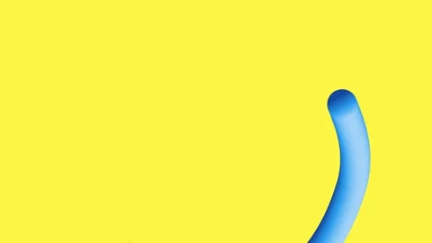 Dynamic video flowing blue spline waves with smooth motion on yellow backdrop Stock Footage 305752930