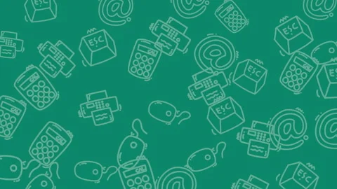 Dynamic video frame sequence of digital icons and teal patterns. Stock Footage 325015712