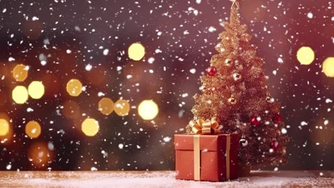 Dynamic video of red gift box on glitter background Stock Footage 255530493