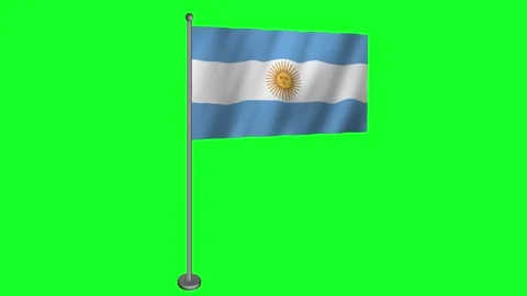 Dynamic Video Showcasing the Flag of Argentina in Motion on Green Screen Видео 273894355