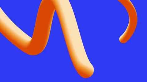 Dynamic video smooth flowing orange spline waves on vibrant blue background Stock Footage 305756267