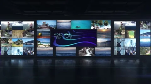 Dynamic video wall displaying scenic landscapes Stock Footage 302395552