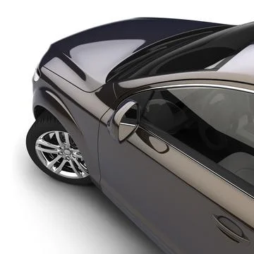 Dynamic view of the modern car from the driver's door, just above, on a white Ilustração Stock
