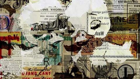 Dynamic Vintage Newspaper Collage Background Animation with Retro Textures .. Stock Footage 319062464