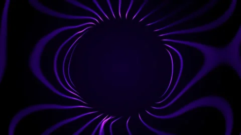 Dynamic Violet Energy Vortex with Flowing Neon Light Ribbons Forming Abstra.. Video stock 327728914