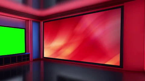 Dynamic Virtual News Studio with Interactive Reporting Stock Footage 235815027