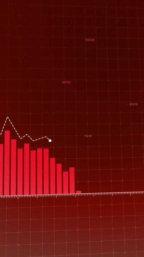 Dynamic visual data presentation illustrating fluctuating financial metrics Stock Footage 296186432