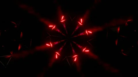 Dynamic visual journey featuring glowing geometric shapes at night Stock Footage 293913315