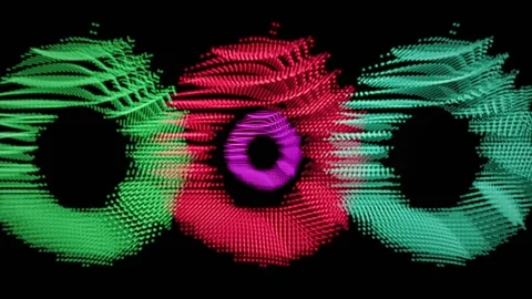 Dynamic VJ loop featuring vibrant circles and pulsating colors at night Stock Footage 292144649