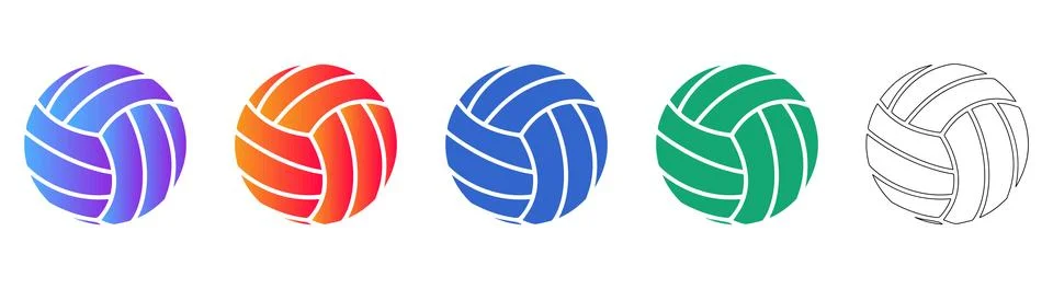 Dynamic Volleyball Icon Set for Beach Sports and Athletic Branding Stock Illustration