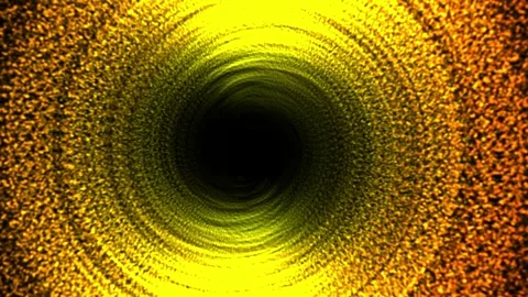 Dynamic vortex of golden light and particles swirling into a dark void, Stock Footage 314936026