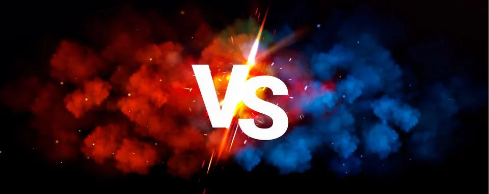 Dynamic vs background with blue red smoke effect Illustrazione stock