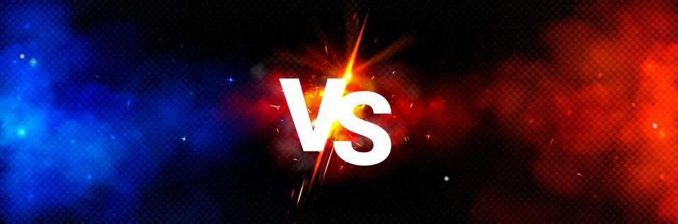 Dynamic vs background with blue red smoke effect Illustrazione stock