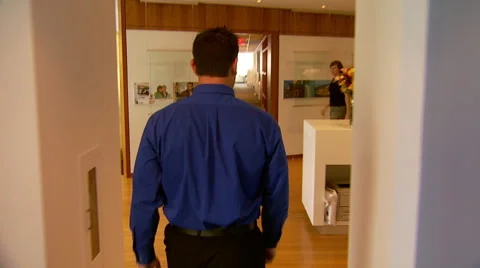 Dynamic Walking Shot Through Corporate Office Video stock 45495180