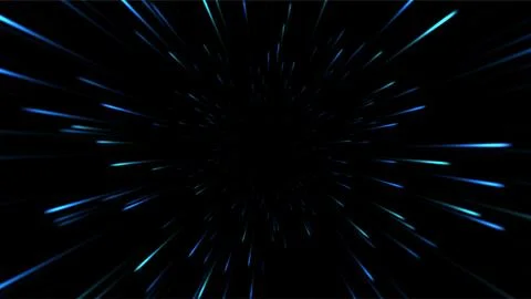 Dynamic Warp Speed Light Streaks on Dark Navy Background. Stock Illustration