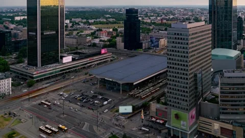 Dynamic Warsaw Skyline: Swift Clouds and Urban Timelapse Video stock 279143166