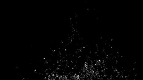 Dynamic water splash eruptions with intricate droplet patterns isolated against Stock Footage 340613279