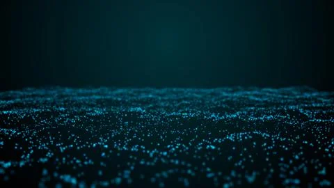 Dynamic wave. Abstract Big Data, Digital landscape with particles, dots. Cybe Stock Illustration