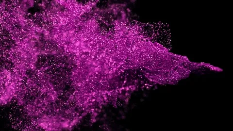 A dynamic wave of bright magenta glitter particles flowing on black backgroun Stock Footage 327596696
