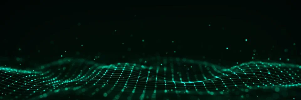 Dynamic wave with connected dots and lines. Digital wave background concept.. Stock Illustration