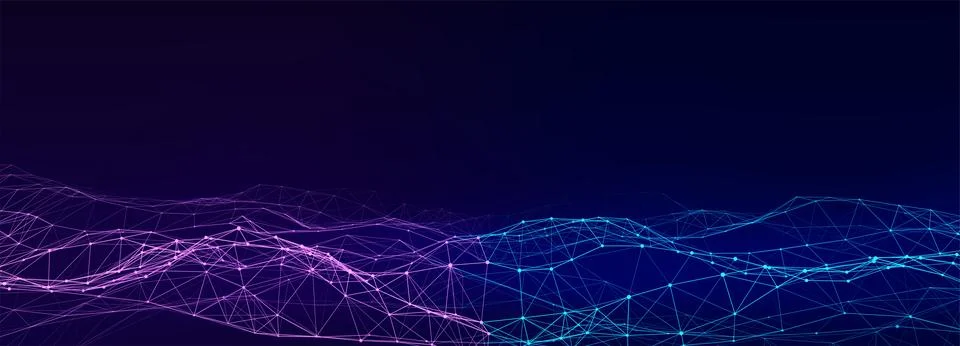 Dynamic wave with connected dots and lines. Digital wave background concept.. Stock Illustration