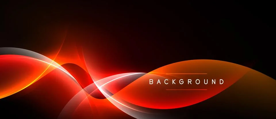 Dynamic wave design. Bright orange, red hues contrast dark background. Modern Stock Illustration