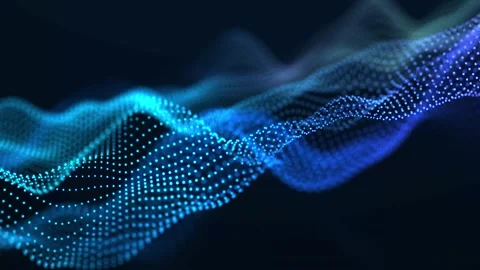Dynamic wave of glowing particles. Digital technology background. Stock Footage 156208382