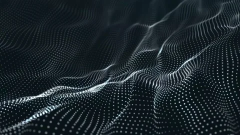 Dynamic wave with many dots. Abstract motion background of colored dots. Stock Footage 155346574