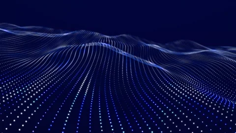 Dynamic wave with many dots. Abstract motion background of colored dots. Stock Footage 156200560