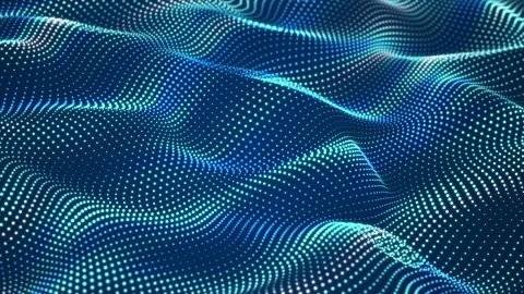 Dynamic wave with many dots. Abstract motion background of colored dots. Stock-Footage 156542694