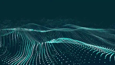 Dynamic wave with many dots. Abstract motion background of colored dots. Stock Footage 157263560