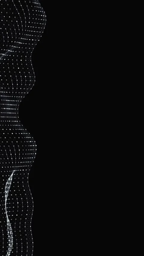Dynamic wave particle animation, flowing white dots on black background Stock Footage 301740435