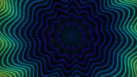 Dynamic wave pattern with bright neon colors in circular Stock Footage 340328245