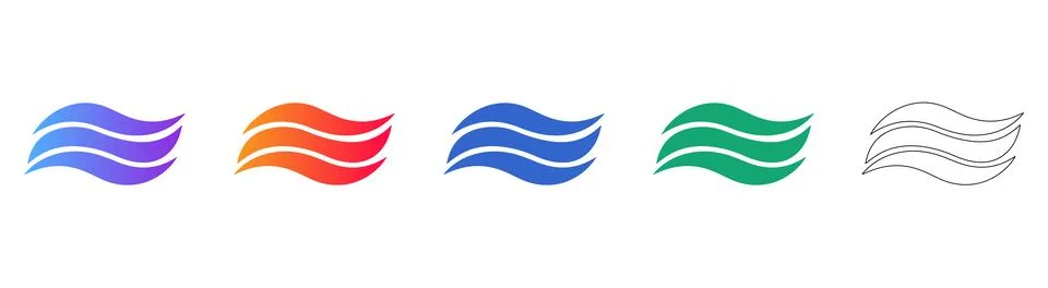Dynamic Wave Pattern Icons: Fluid Motion &amp; Energy Graphics Stock Illustration
