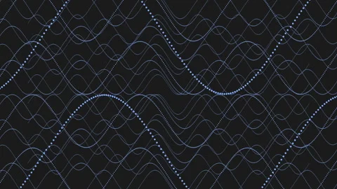 Dynamic waveform intricate wavy lines of white dots on black background 스톡 동영상 278065500