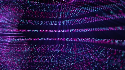 Dynamic waves of colorful particles smoothly moving on a dark background Stock Footage 271627842