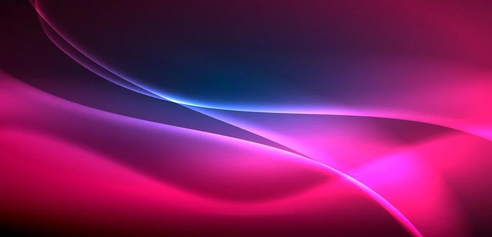 Dynamic waves in ethereal glow of neon lights. Concept merges fluidity of motion Stock Illustration