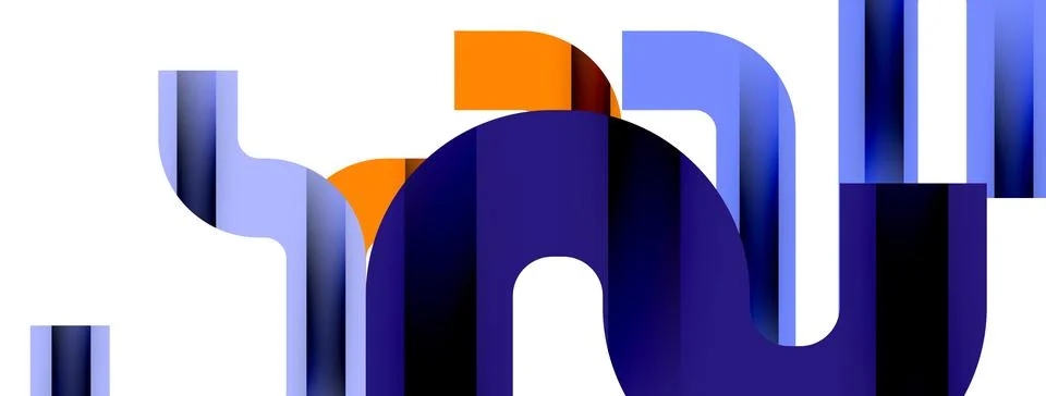 Dynamic waves, flowing lines, stripes vector geometric elements minimal pattern 스톡 일러스트