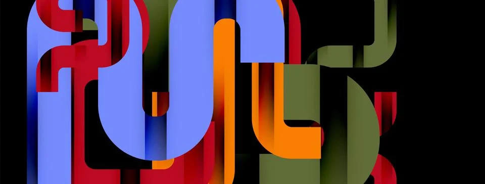 Dynamic waves, flowing lines, stripes vector geometric elements minimal pattern Stock Illustration