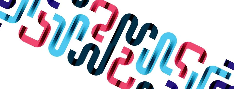 Dynamic waves, flowing lines, stripes vector geometric elements minimal pattern Stock Illustration