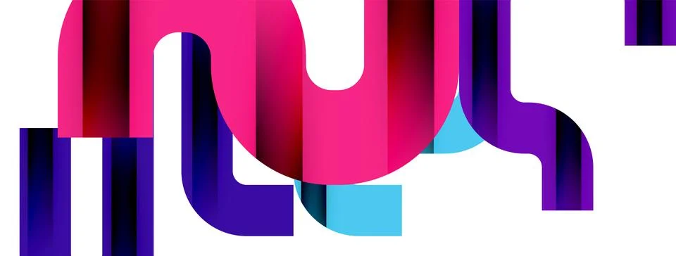 Dynamic waves, flowing lines, stripes vector geometric elements minimal pattern Illustrazione stock