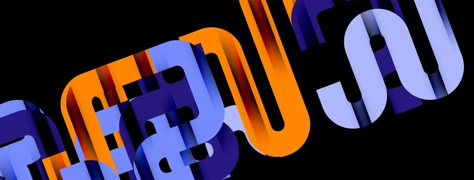 Dynamic waves, flowing lines, stripes vector geometric elements minimal pattern Illustrazione stock