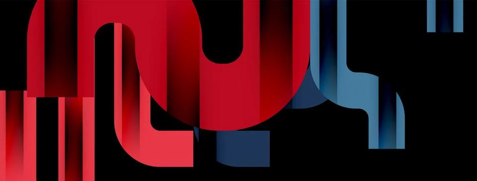 Dynamic waves, flowing lines, stripes vector geometric elements minimal pattern Illustrazione stock