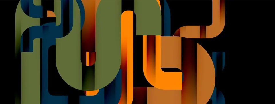 Dynamic waves, flowing lines, stripes vector geometric elements minimal pattern Illustrazione stock